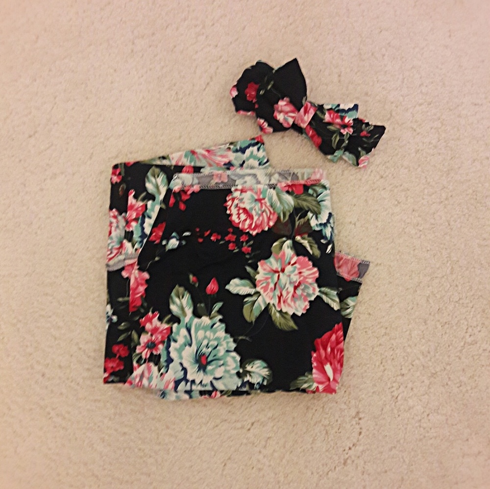 Floral swaddle and headband set